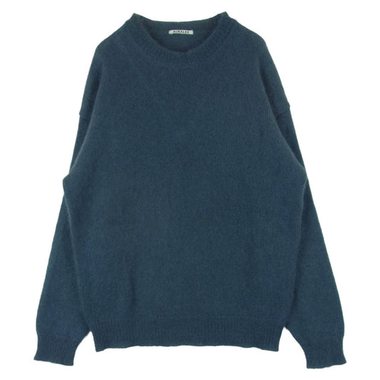 AURALEE オーラリー 19AW A9AP01KM SUPER KID MOHAIR KINT PO ウール スーパーキッド モヘヤ ニット プルオーバー グレイッシュブルー系 4【中古】