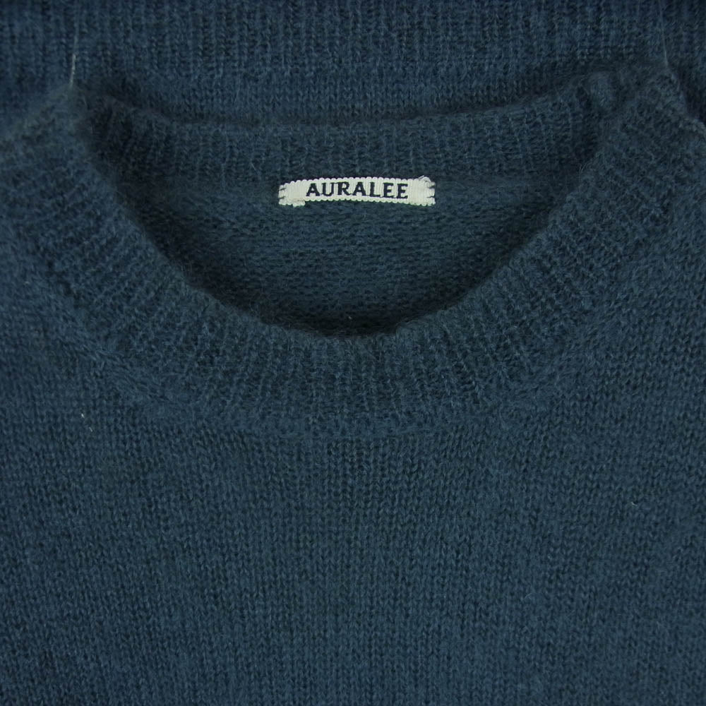 AURALEE オーラリー 19AW A9AP01KM SUPER KID MOHAIR KINT PO ウール スーパーキッド モヘヤ ニット プルオーバー グレイッシュブルー系 4【中古】