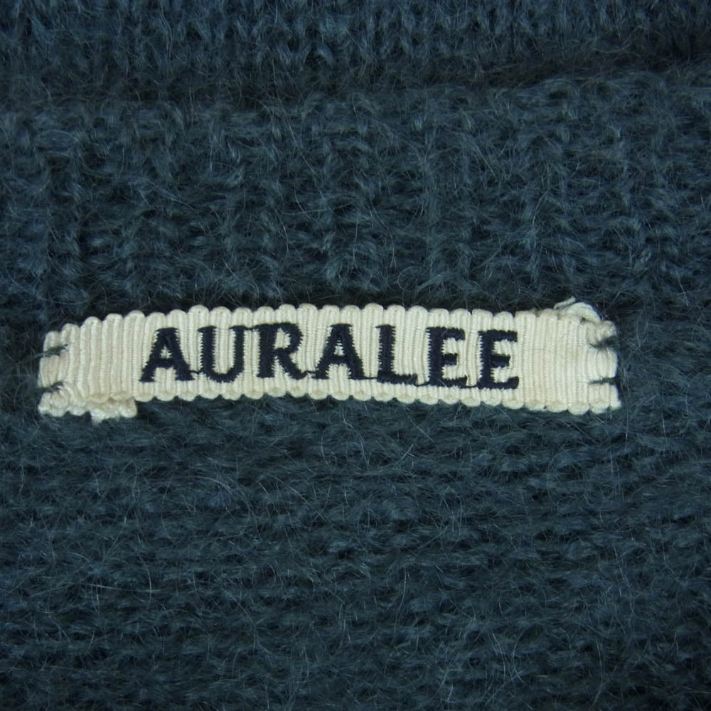 AURALEE オーラリー 19AW A9AP01KM SUPER KID MOHAIR KINT PO ウール スーパーキッド モヘヤ ニット プルオーバー グレイッシュブルー系 4【中古】