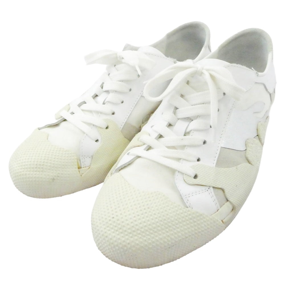 VALENTINO ヴァレンティノ スエード キャンバス レザー ローカット スニーカー オフホワイト系 41【中古】