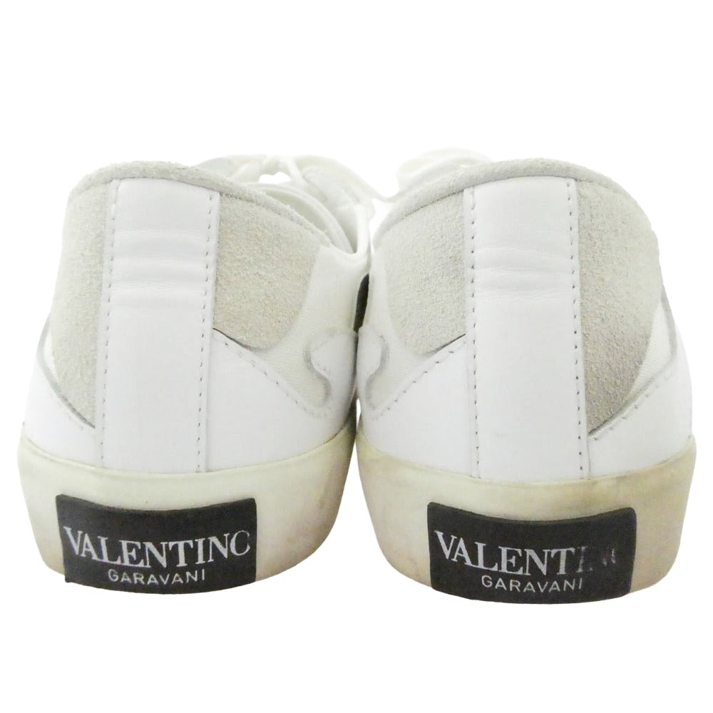 VALENTINO ヴァレンティノ スエード キャンバス レザー ローカット スニーカー オフホワイト系 41【中古】