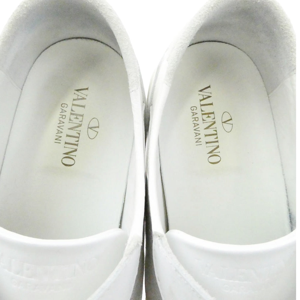 VALENTINO ヴァレンティノ スエード キャンバス レザー ローカット スニーカー オフホワイト系 41【中古】