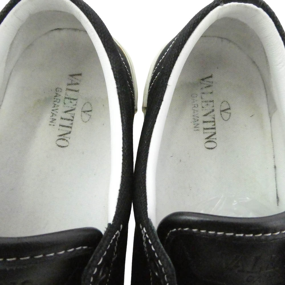 VALENTINO ヴァレンティノ Vロゴ キャンバス ローカット スニーカー ブラック系 ホワイト系 41【中古】