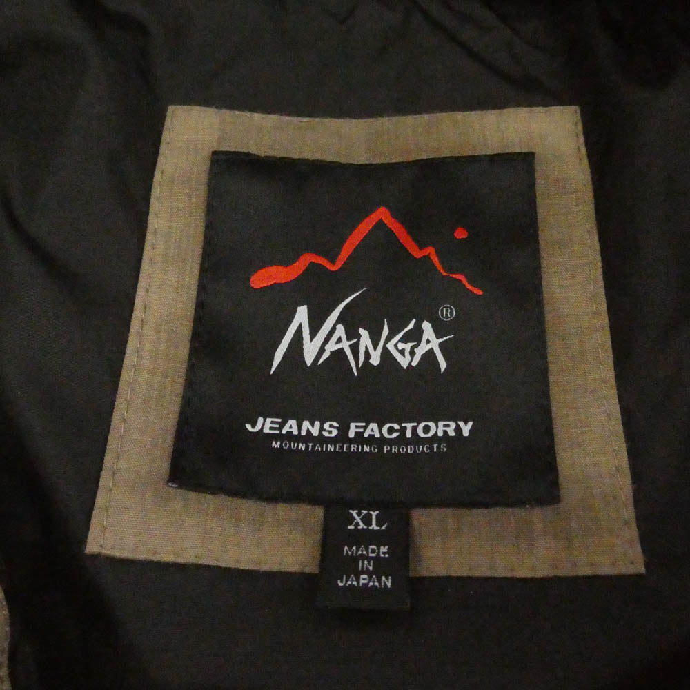 NANGA ナンガ JMP-234-052 x JEANSFACTORY 別注 難燃素材 ジーンズファクトリー ダウンジャケット ライトブラウン系 XL【中古】