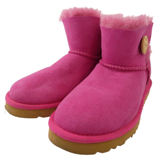UGG アグ 3352 W MINI BAILEY BUTTON ミニ ベイリー ボタン シープスキン ムートン ブーツ ピンク系 23cm【中古】