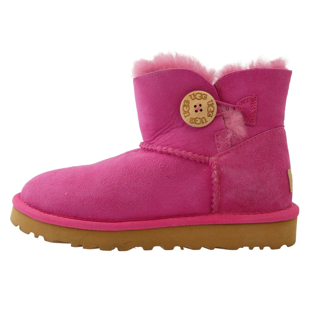 UGG アグ 3352 W MINI BAILEY BUTTON ミニ ベイリー ボタン シープスキン ムートン ブーツ ピンク系 23cm【中古】