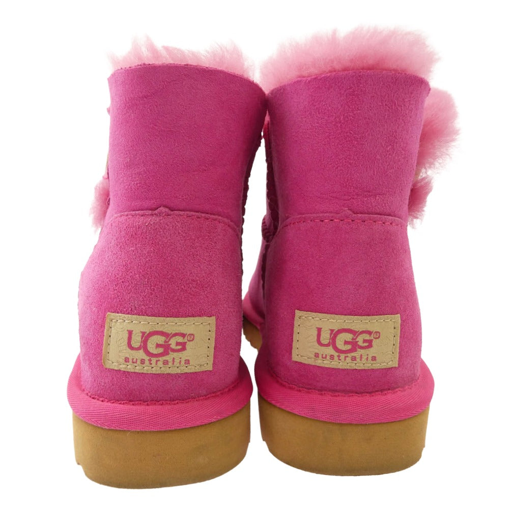 UGG アグ 3352 W MINI BAILEY BUTTON ミニ ベイリー ボタン シープスキン ムートン ブーツ ピンク系 23cm【中古】