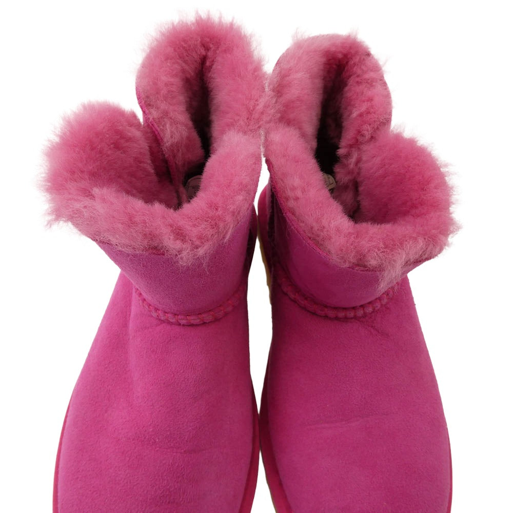UGG アグ 3352 W MINI BAILEY BUTTON ミニ ベイリー ボタン シープスキン ムートン ブーツ ピンク系 23cm【中古】