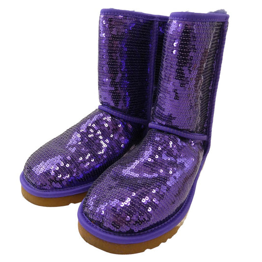 UGG アグ 3161 W CLASSIC SHORT SPARKLES クラシック ショート スパークルズ ブーツ パープル系 24cm【極上美品】【中古】