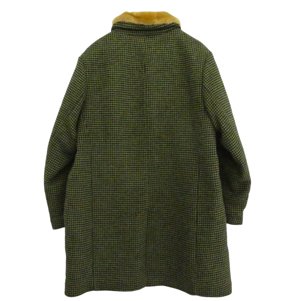 Supreme シュプリーム 22AW Fur Collar Car Coat ファーカラー カーコート 千鳥格子柄 裏地キルティング グリーン系 XXL【中古】