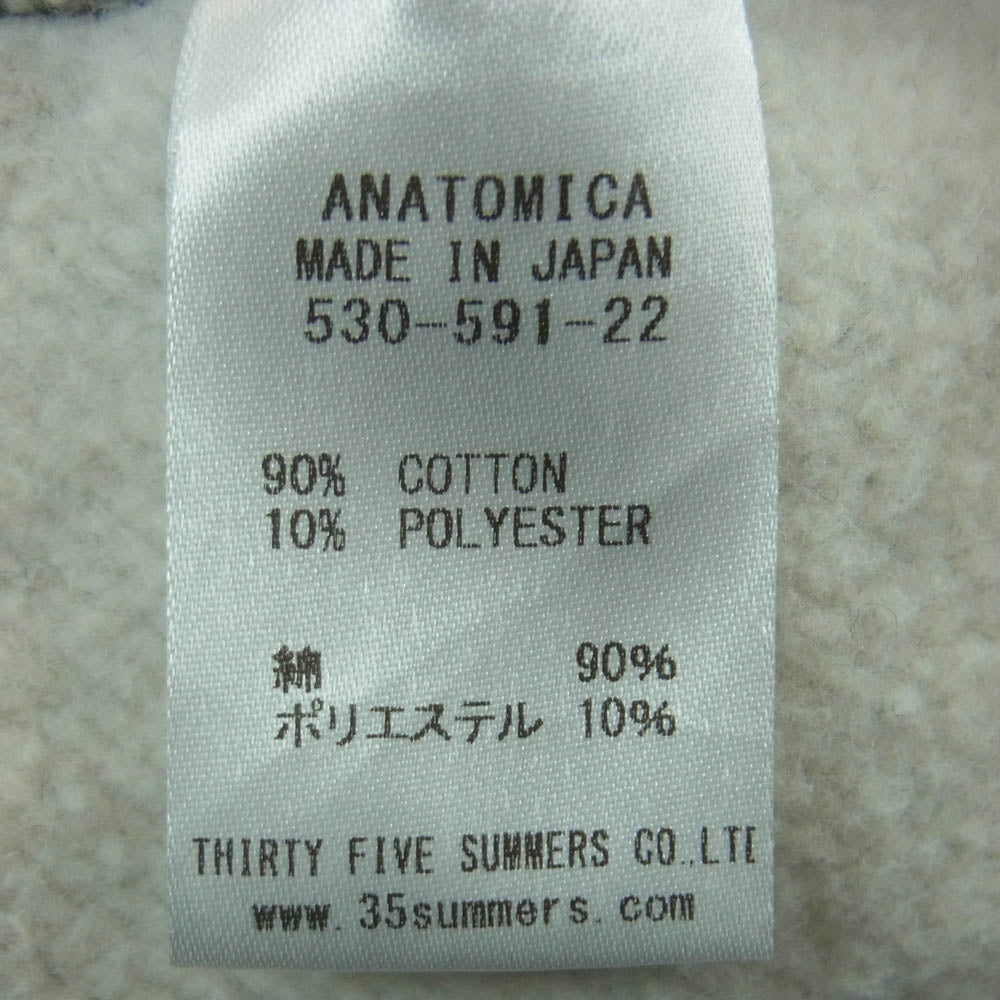 ANATOMICA アナトミカ 530-591-22 SWEAT RAGLAN PARKA 裏起毛 ラグラン プルオーバー スウェット パーカー グレー系 L【中古】