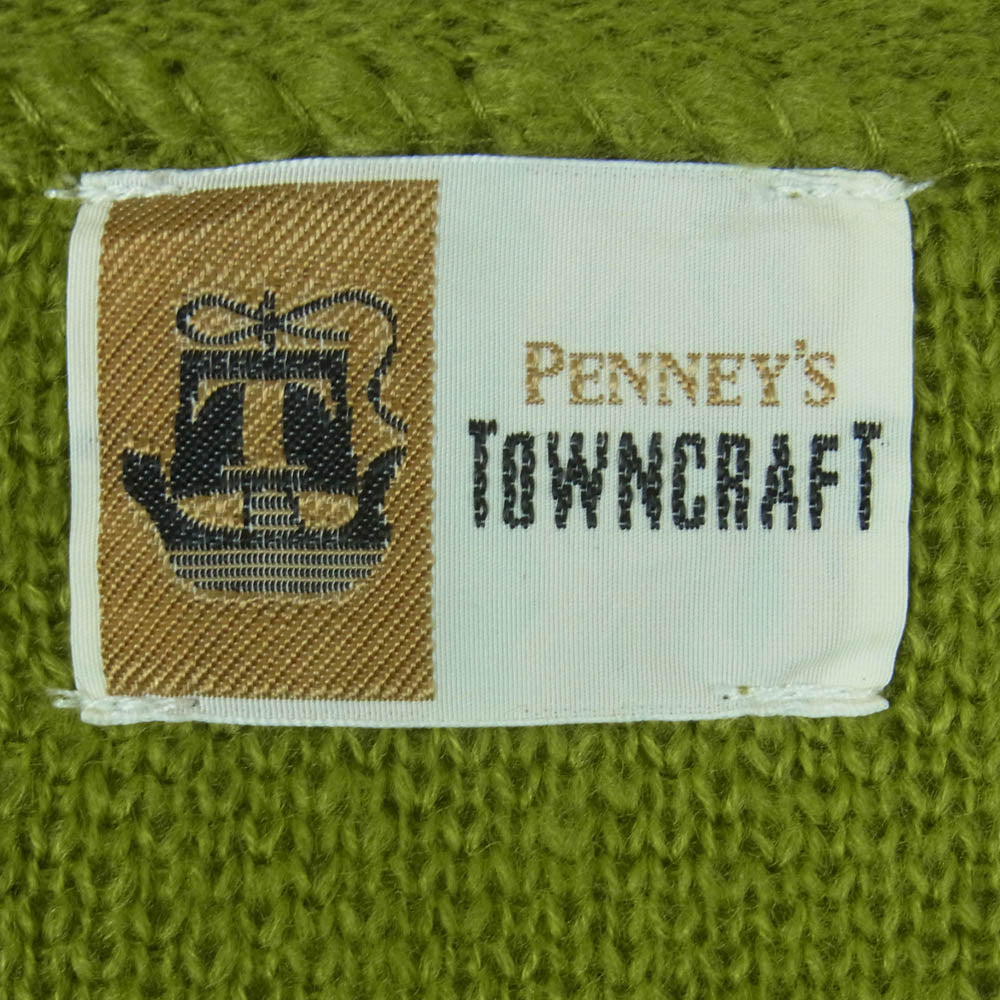 TOWNCRAFT タウンクラフト PENNEY'S ぺニーズ アクリル Vネック カーディガン ライトグリーン系 M 40 - 42【中古】