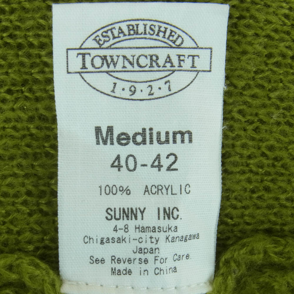 TOWNCRAFT タウンクラフト PENNEY'S ぺニーズ アクリル Vネック カーディガン ライトグリーン系 M 40 - 42【中古】