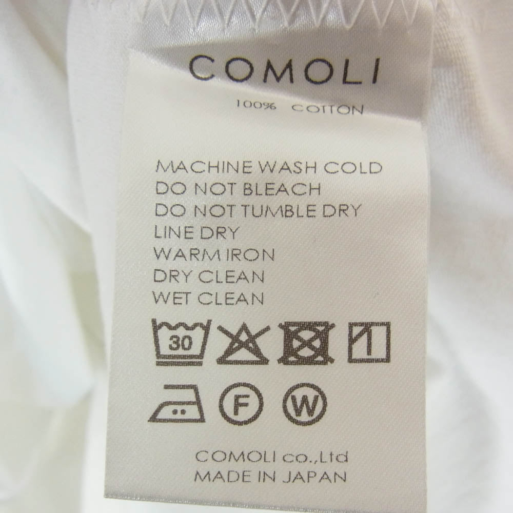 COMOLI コモリ 25SS B01-05044 コットンジャージ ポートネック 長袖 Tシャツ カットソー ホワイト系 2【中古】