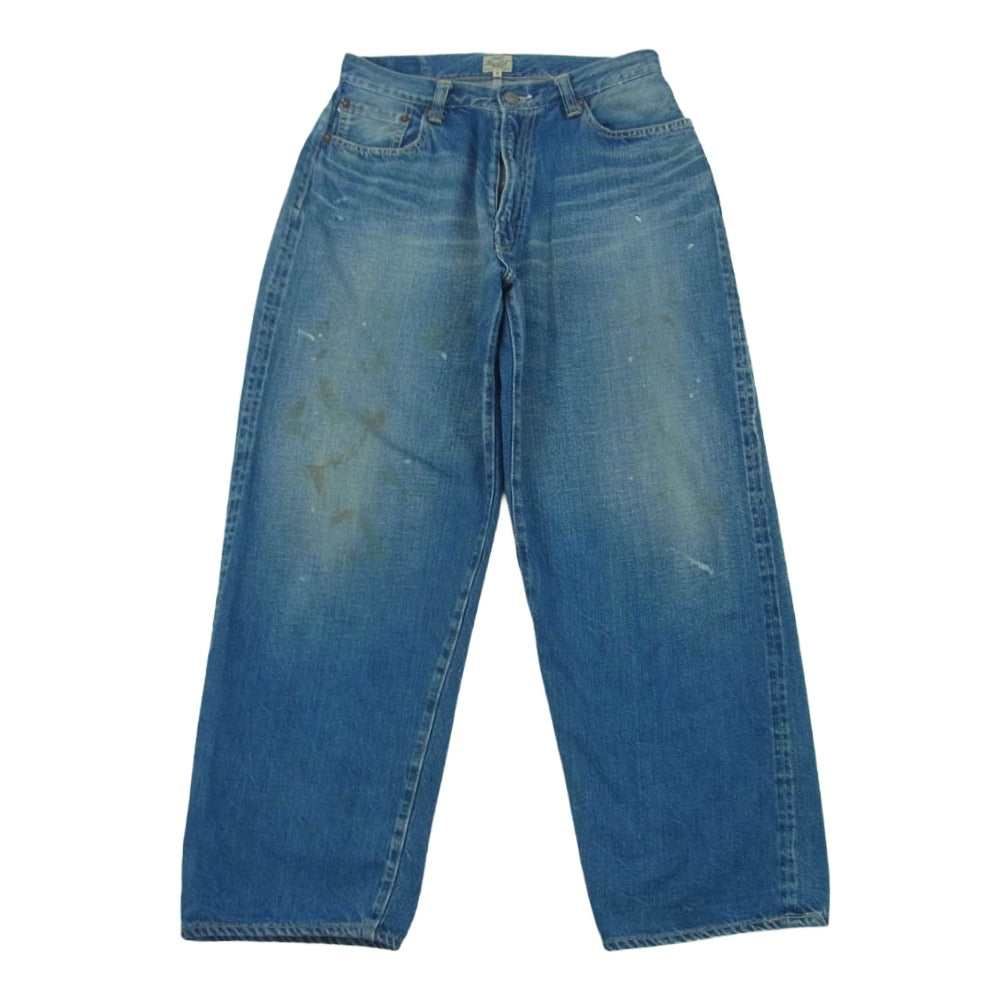 GOLD ゴールド GL42505H RECYCLED WASTE SUVIN COTTON YARN 11.5oz. DENIM 5POCKET WIDE PANTS VINTAGE WASHED ヴィンテージウォッシュ加工 デニム パンツ ジーンズ インディゴブルー系 S W30【中古】
