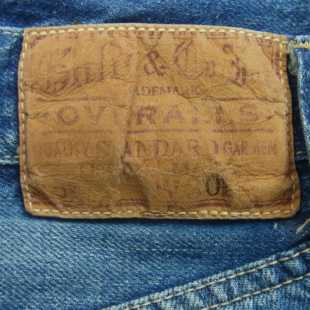 GOLD ゴールド GL42505H RECYCLED WASTE SUVIN COTTON YARN 11.5oz. DENIM 5POCKET WIDE PANTS VINTAGE WASHED ヴィンテージウォッシュ加工 デニム パンツ ジーンズ インディゴブルー系 S W30【中古】