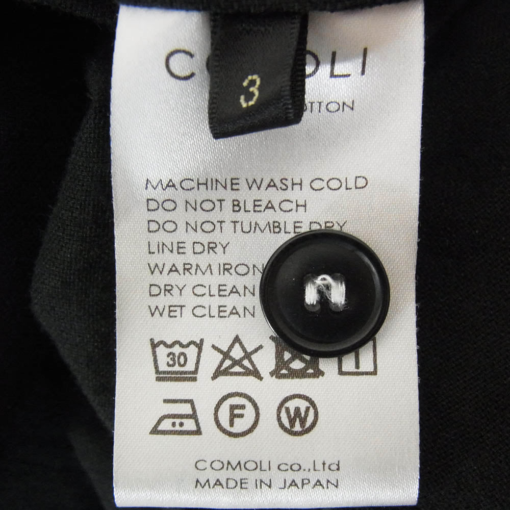 COMOLI コモリ 23SS X01-01025 空紡 オックス 長袖 シャツ ジャケット ブラック系 3【中古】