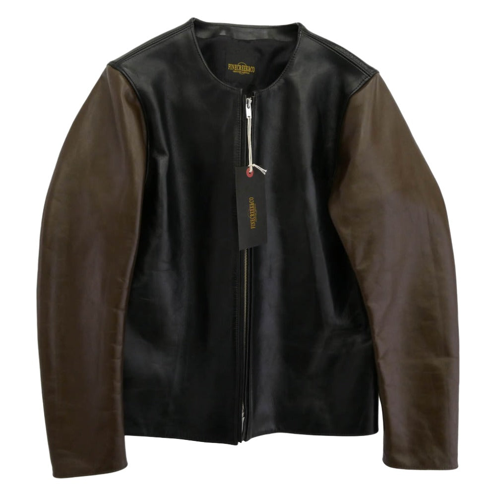 FINE CREEK LEATHERS ファインクリークレザー ACJK001 FINE CREEK ＆ Co. Bud バド 茶芯 ホースハイド レザー ライダース ジャケット ブラック系 ブラウン系 40【新古品】【未使用】【中古】
