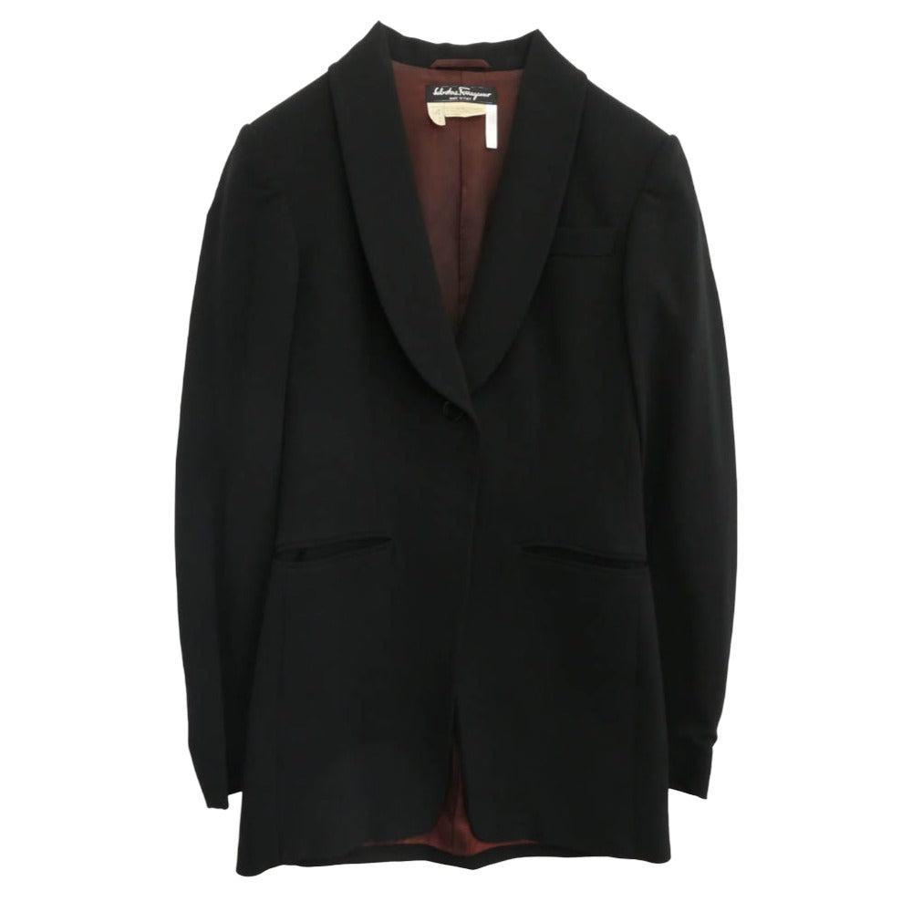 Salvatore Ferragamo サルヴァトーレフェラガモ ウール テーラード ジャケット ブラック系 40【中古】