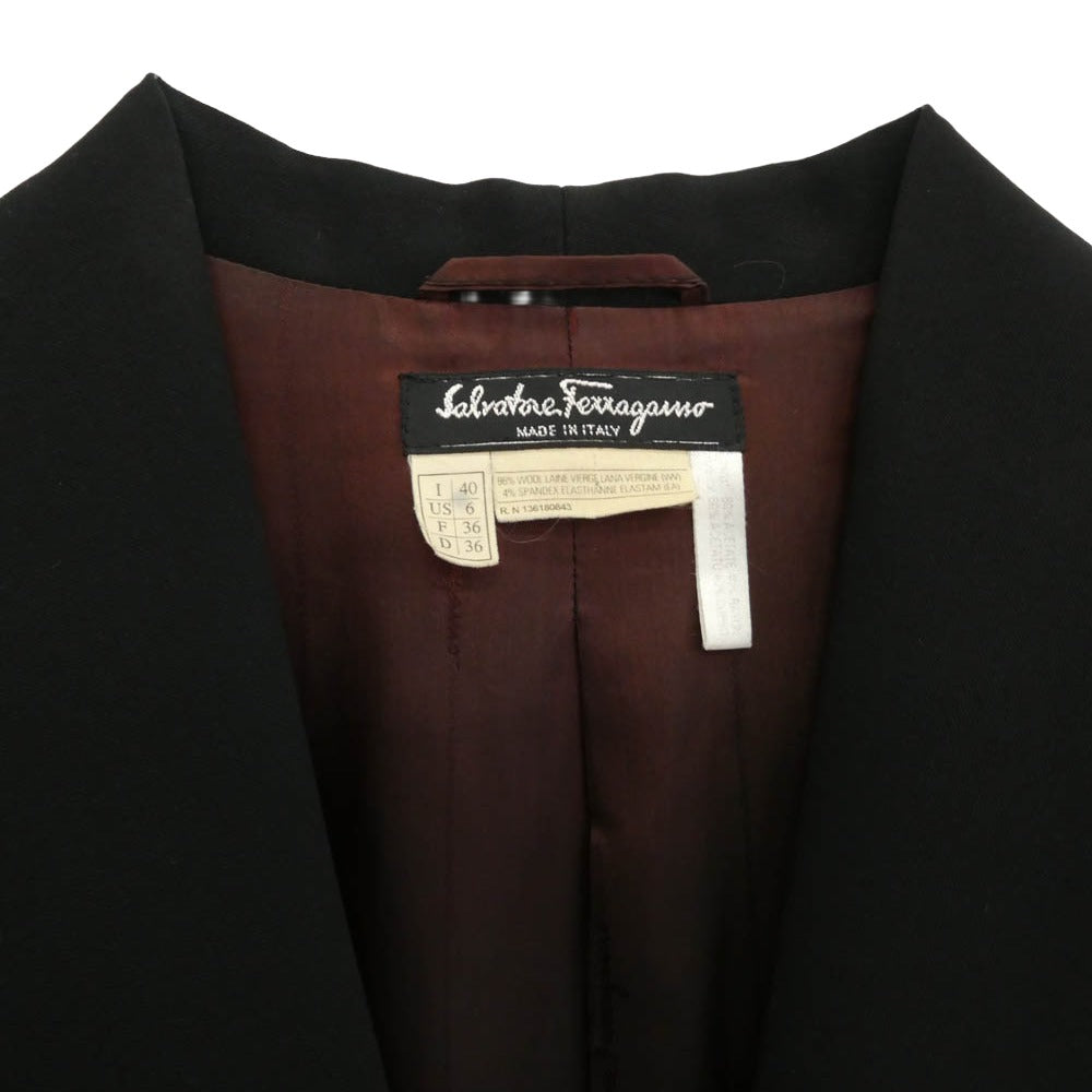 Salvatore Ferragamo サルヴァトーレフェラガモ ウール テーラード ジャケット ブラック系 40【中古】