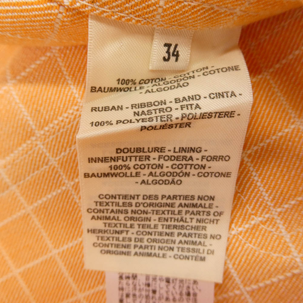 HERMES エルメス 25AW H5H0251DGA336 ロゴレザーパッチ タッタソール デニム ジャケット オレンジ系 34【極上美品】【中古】