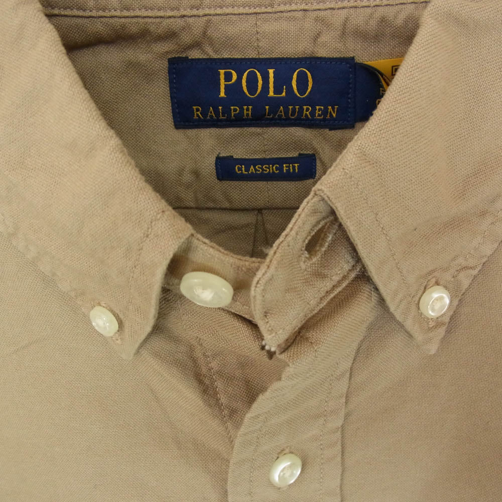 POLO RALPH LAUREN ポロ・ラルフローレン CLASSIC FIT クラシックフィット オックスフォード ボタンダウン 長袖シャツ ベージュ系 SP【中古】