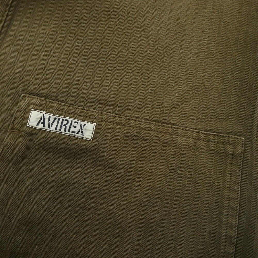 AVIREX アヴィレックス 618527 HBT ヘリンボーン プルオーバー 半袖 シャツ ブラウン系 S【中古】