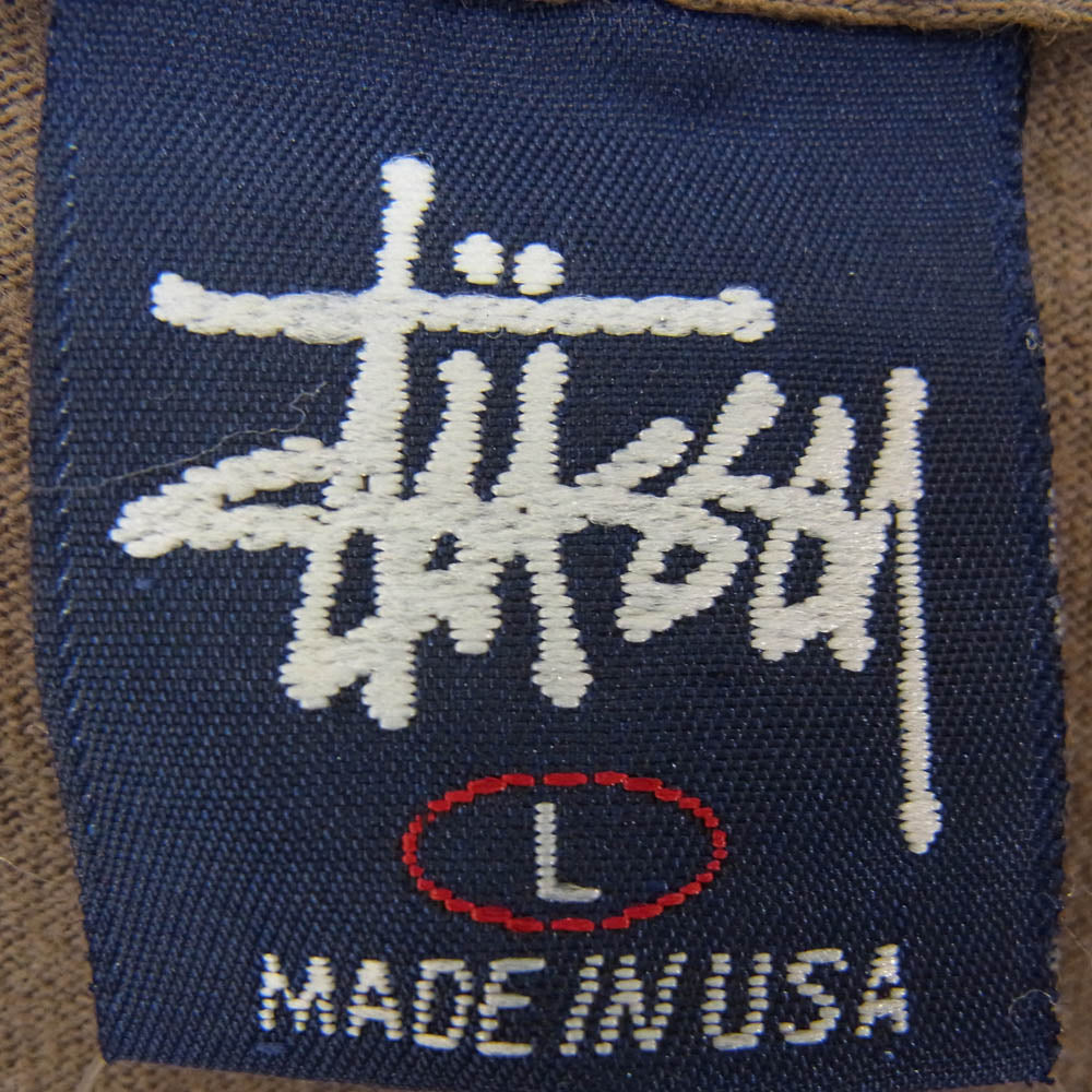 STUSSY ステューシー 90s OLD オールド USA製 紺タグ N.Y.L.T.L.A クルーネック 半袖 Tシャツ ブラウン系 L【中古】