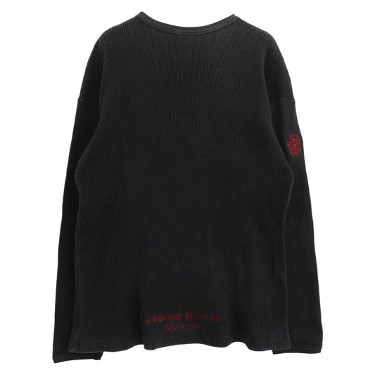 CHROME HEARTS クロムハーツ(原本無) OLD オールド ヴァインダガー バックロゴ刺繍 FUCK YOU サーマル ポケット付き L/S 長袖 カットソー ネイビー系 L【中古】