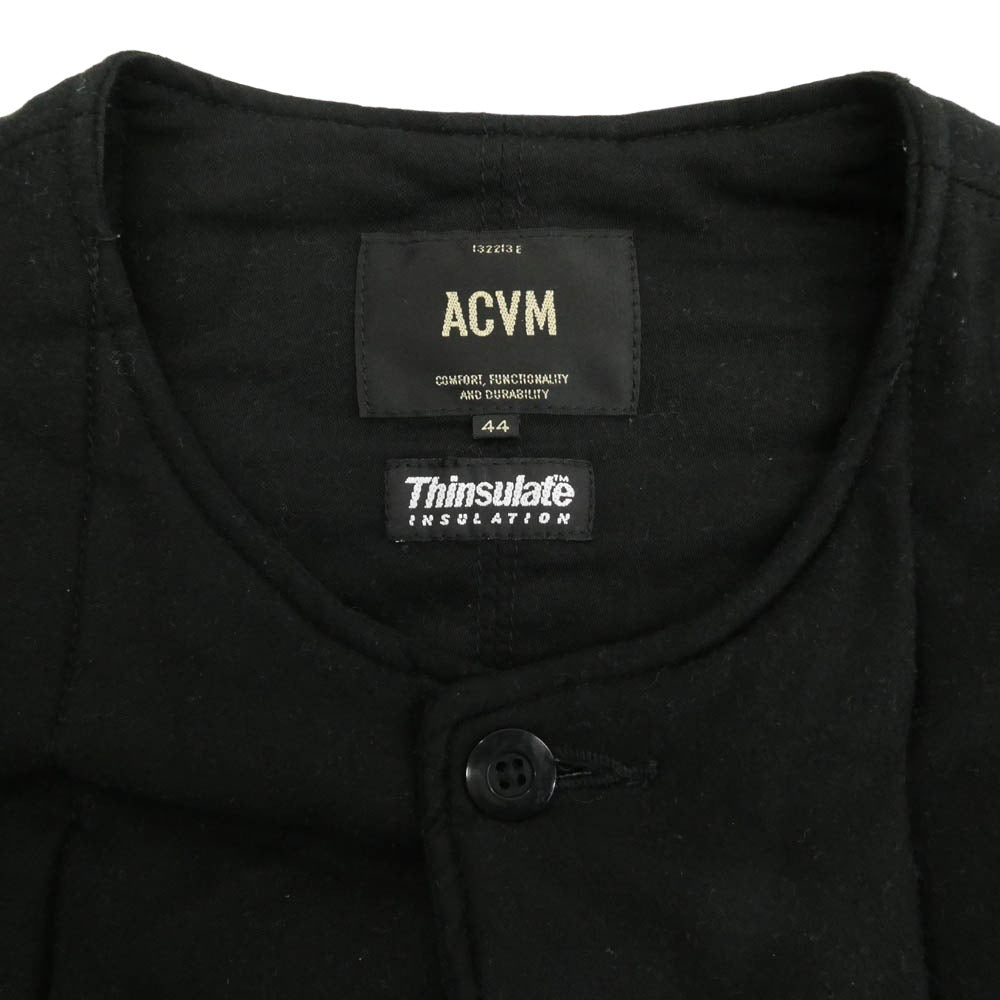 ADDICT CLOTHES アディクトクローズ ACV-QLT02LM ACVM MOLESKIN ARMY QUILTED JACKET シンサレート ノーカラージャケット ブラック系 44【中古】