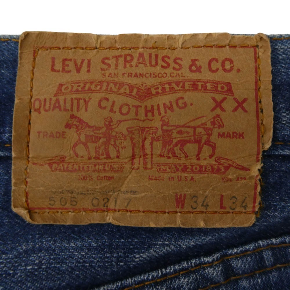 Levi's リーバイス 60s 70s 505 BIGE 脇割り ボタン裏8 42TALON 並行ステッチ デニム パンツ インディゴブルー系【中古】