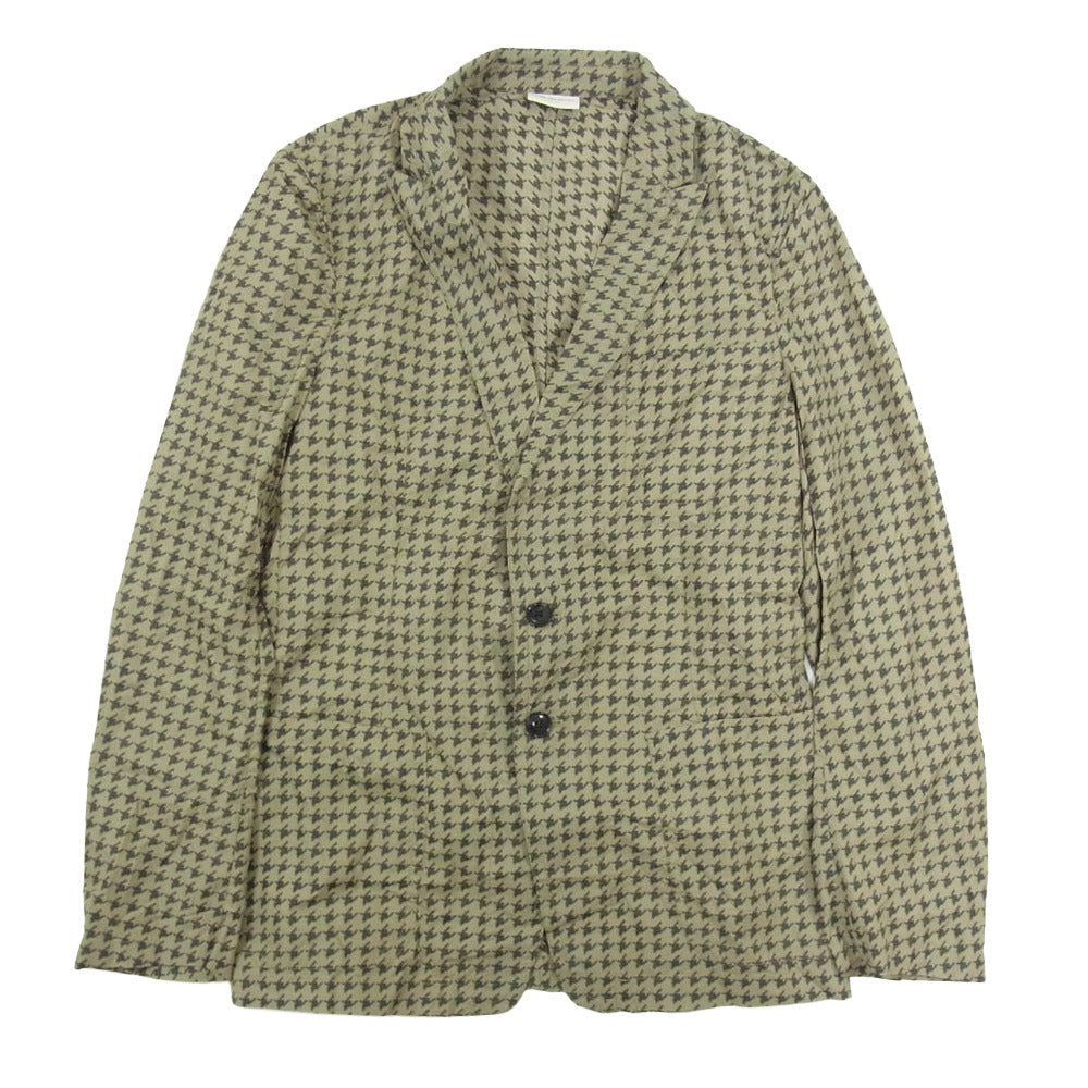 DRIES VAN NOTEN ドリスヴァンノッテン 千鳥総柄 ポリエステル 2B テーラードジャケット カーキ系 44【中古】