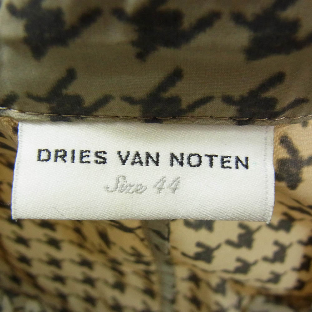 DRIES VAN NOTEN ドリスヴァンノッテン 千鳥総柄 ポリエステル 2B テーラードジャケット カーキ系 44【中古】