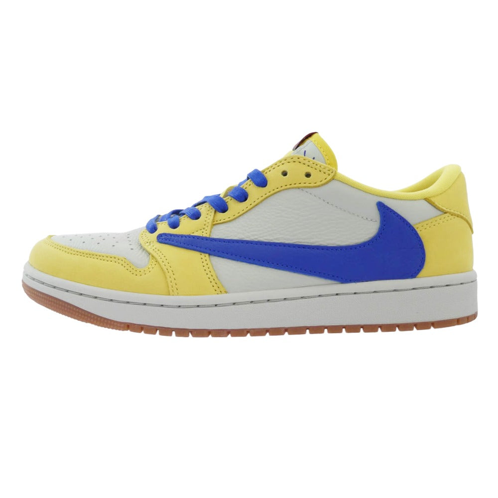 NIKE ナイキ DZ4137-700 フェイクバスターズ鑑定済 TRAVIS SCOTT トラビス・スコット WMNS AIR JORDAN 1 LOW OG SP エア ジョーダン 1 ロー スニーカー イエロー系 27.5cm【美品】【中古】