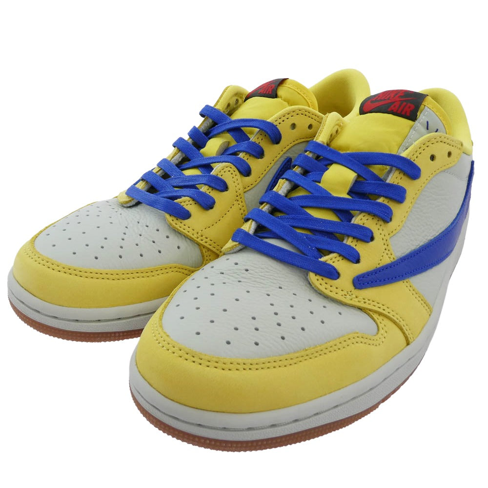 NIKE ナイキ DZ4137-700 フェイクバスターズ鑑定済 TRAVIS SCOTT トラビス・スコット WMNS AIR JORDAN 1 LOW OG SP エア ジョーダン 1 ロー スニーカー イエロー系 27.5cm【美品】【中古】