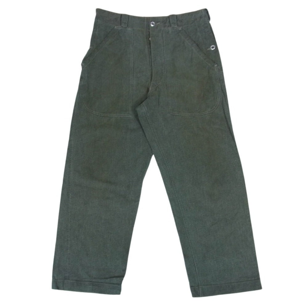 ヴィンテージ ミリタリー 50s Vintage Denim Work Pants 前期型 メタルボタン アルミボタン スイス軍 ヴィンテージ デニム パンツ 緑青系 表記無し【中古】
