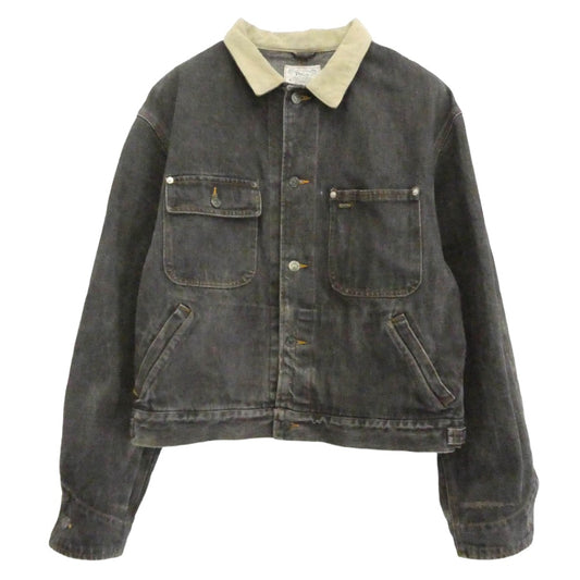 POLO RALPH LAUREN ポロ・ラルフローレン 80s 白タグ USA製 米国製 襟コーデュロイ デニム ジャケット グレー系 M【中古】