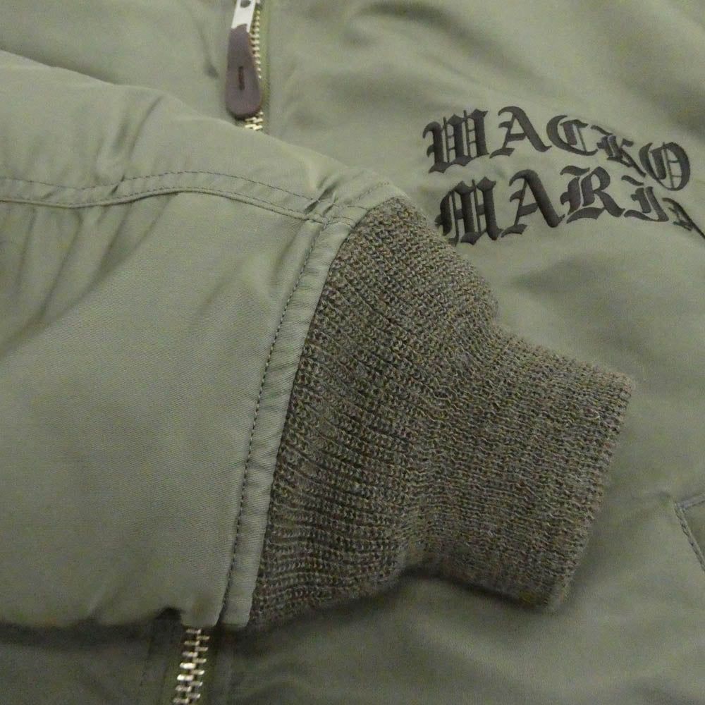 WACKO MARIA ワコマリア 23AW MA-1 FLIGHT JACKET TYPE-3 ロゴ刺繍 フライト ジャケット ボンバー ジップアップ ミリタリー ブルゾン アウター カーキ系 S【中古】