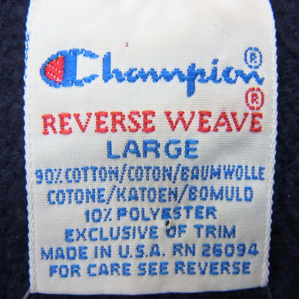 Champion チャンピオン USA製 90s 刺繍タグ REVERSE WEAVE CLOSEUPWASHINGTON.D.C リバースウィーブ スウェット ネイビー系 L【中古】