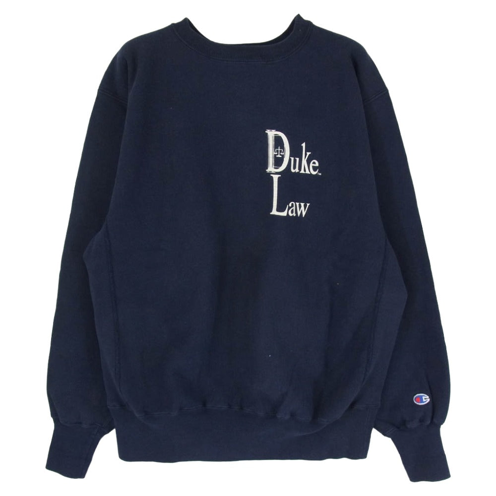Champion チャンピオン USA製 90s 刺繍タグ REVERSE WEAVE DukeLaw リバースウィーブ デュークロウ スウェット ネイビー系 L【中古】