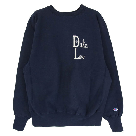 Champion チャンピオン USA製 90s 刺繍タグ REVERSE WEAVE DukeLaw リバースウィーブ デュークロウ スウェット ネイビー系 L【中古】
