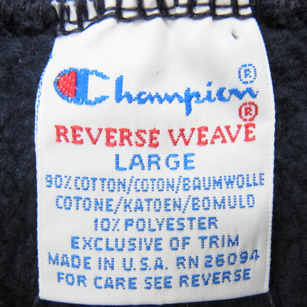 Champion チャンピオン USA製 90s 刺繍タグ REVERSE WEAVE DukeLaw リバースウィーブ デュークロウ スウェット ネイビー系 L【中古】