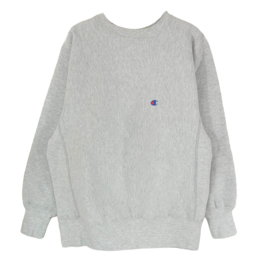 Champion チャンピオン USA製 90s 刺繍タグ REVERSE WEAVE 無地 目付 リバースウィーブ スウェット グレー系 L【中古】