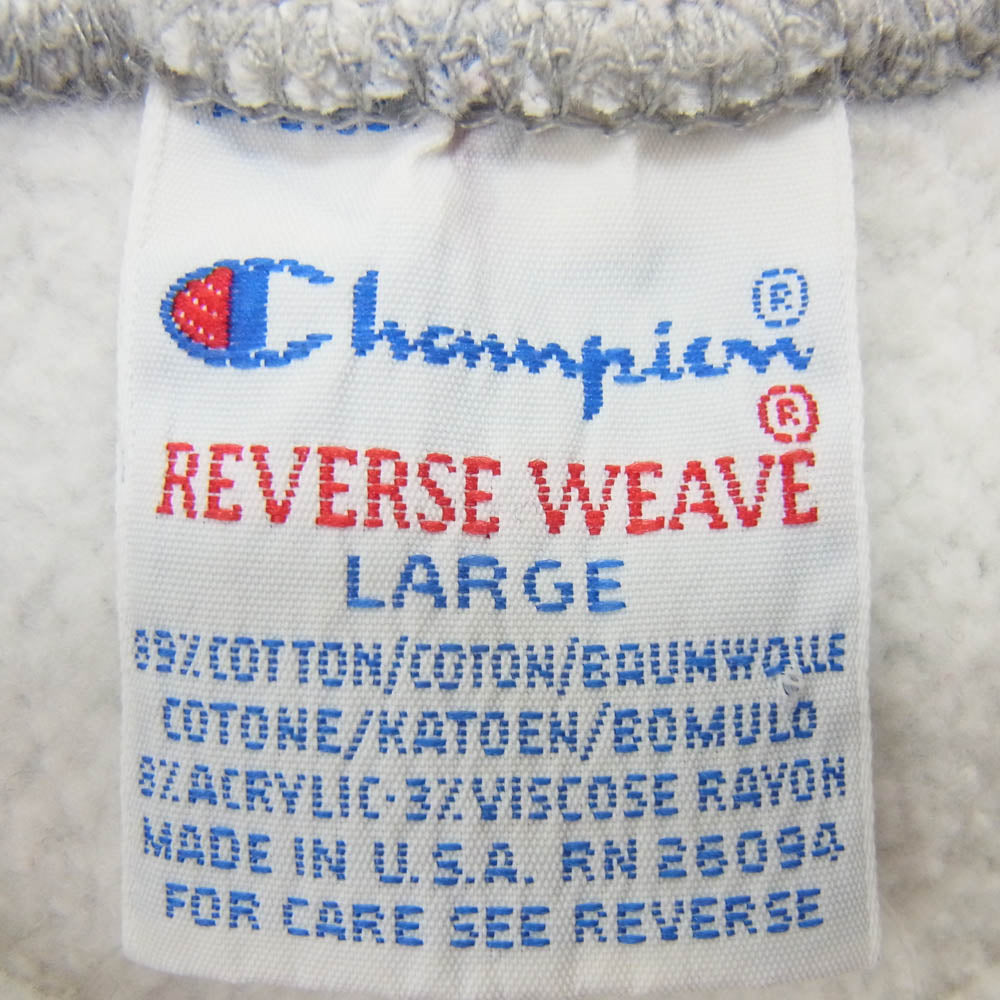 Champion チャンピオン USA製 90s 刺繍タグ REVERSE WEAVE 無地 目付 リバースウィーブ スウェット グレー系 L【中古】