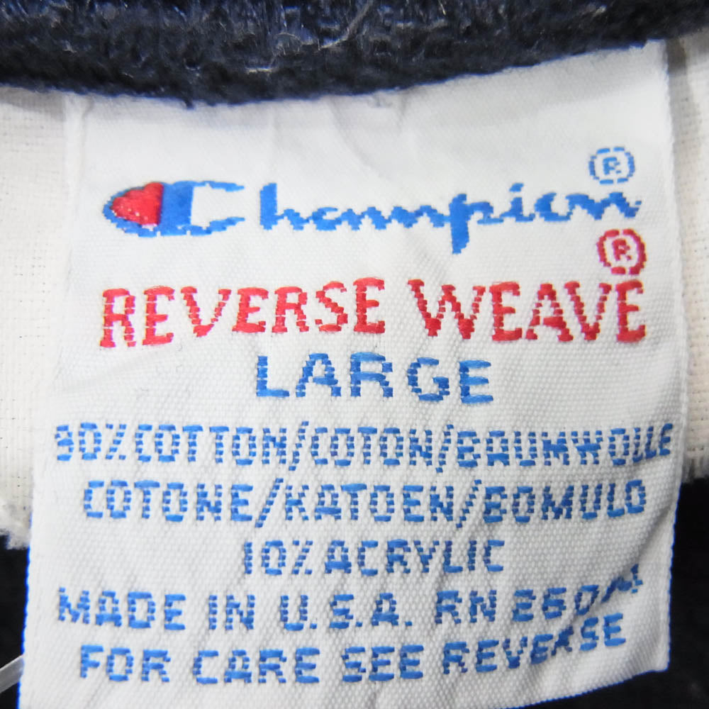 Champion チャンピオン USA製 90s 刺繍タグ REVERSE WEAVE SOUTHAMPTON リバースウィーブ サウサンプトン ネイビー フーディ パーカー ネイビー系 L【中古】