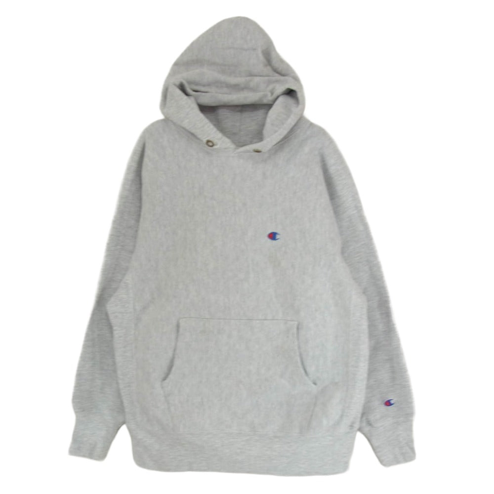Champion チャンピオン 90s 刺繍タグ REVERSE WEAVE リバースウィーブ 無地 目付 グレー フーディ パーカー グレー系 L【中古】