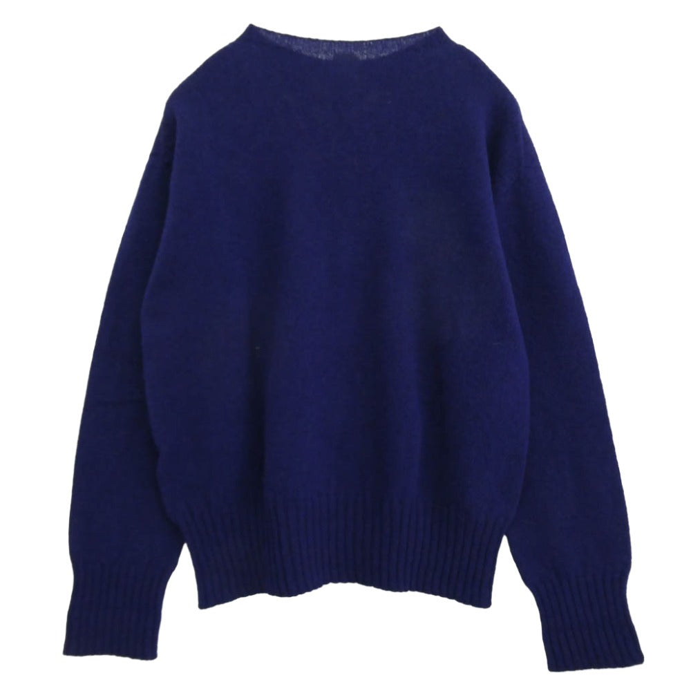 ANATOMICA アナトミカ 2PLY SHETLAND REAL SHETLAND WOOL リアル シェットランド ウール ブルー クルーネック ニット ブルー系 38【中古】