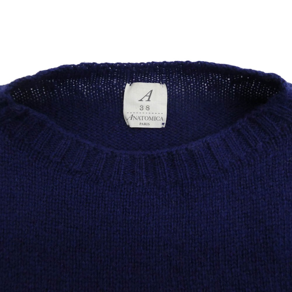 ANATOMICA アナトミカ 2PLY SHETLAND REAL SHETLAND WOOL リアル シェットランド ウール ブルー クルーネック ニット ブルー系 38【中古】