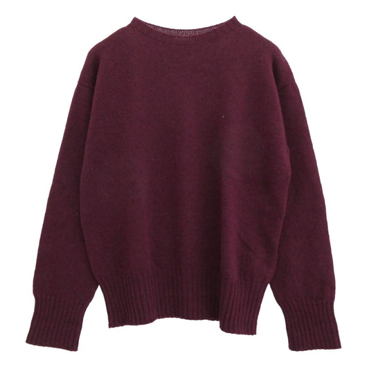 ANATOMICA アナトミカ 2PLY SHETLAND REAL SHETLAND WOOL リアル シェットランド ウール ワインレッド クルーネック ニット ワインレッド系 38【中古】