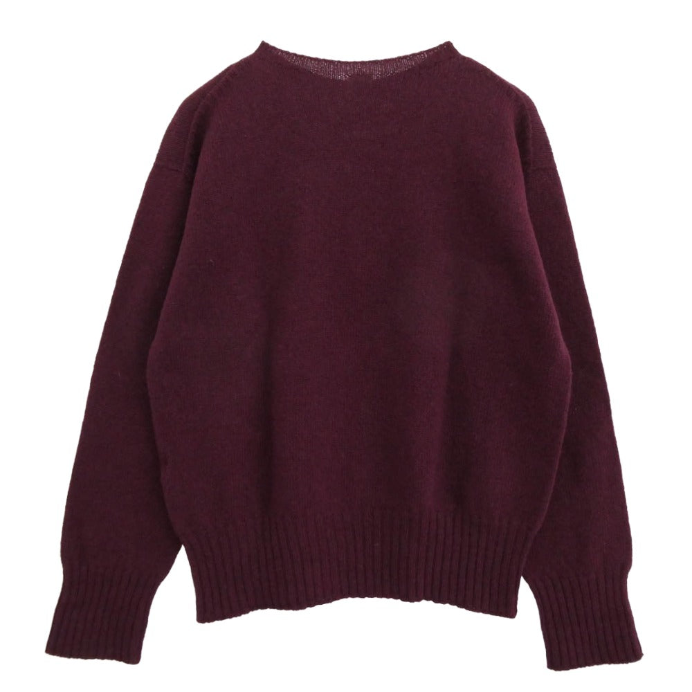 ANATOMICA アナトミカ 2PLY SHETLAND REAL SHETLAND WOOL リアル シェットランド ウール ワインレッド クルーネック ニット ワインレッド系 38【中古】